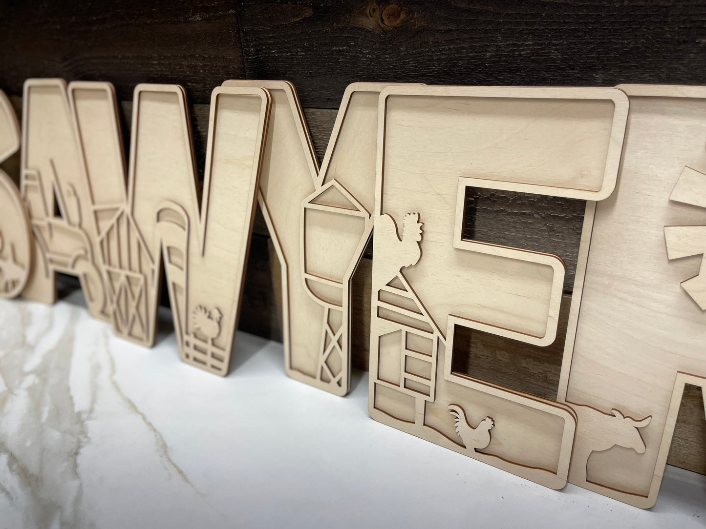 Layered Letters Farmhouse - Unfinished DIY