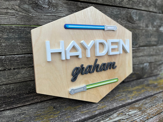 3D Nursery Name Sign Hexagon