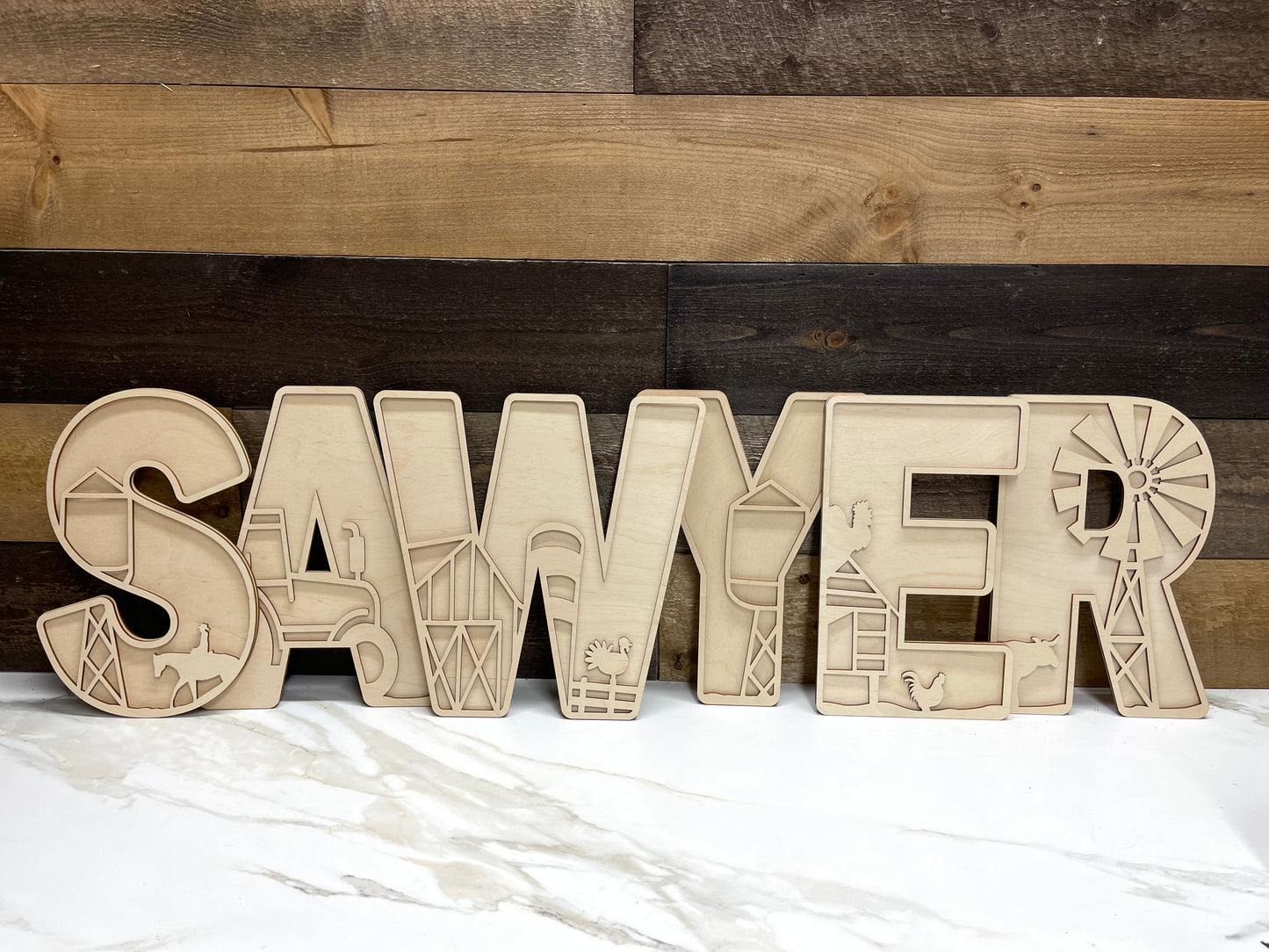 Layered Letters Farmhouse - Unfinished DIY