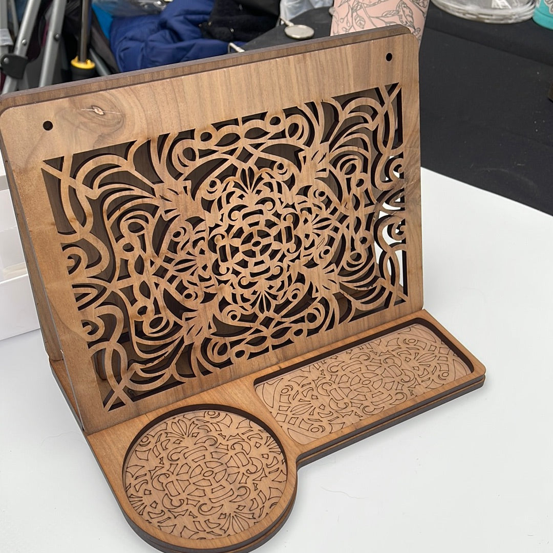 Book Rest Laser Engraved Walnut