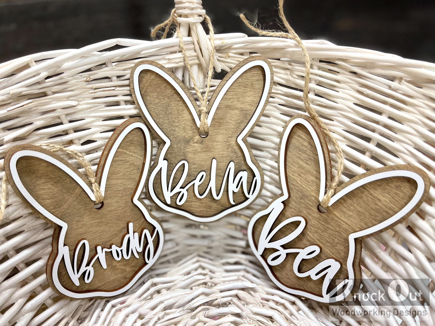 Easter Bunny Basket Name Tags 3D Layered