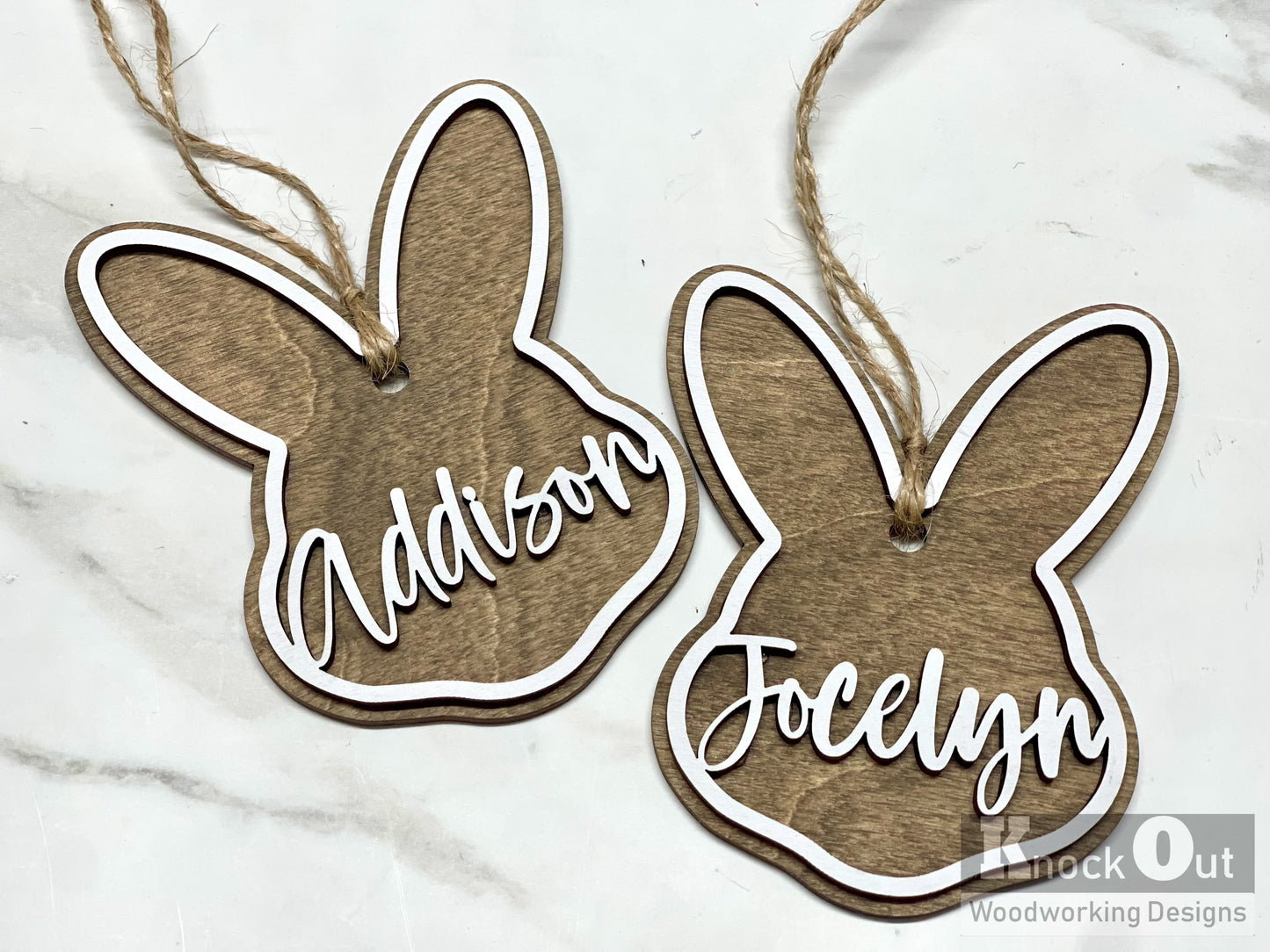 Easter Bunny Basket Name Tags 3D Layered