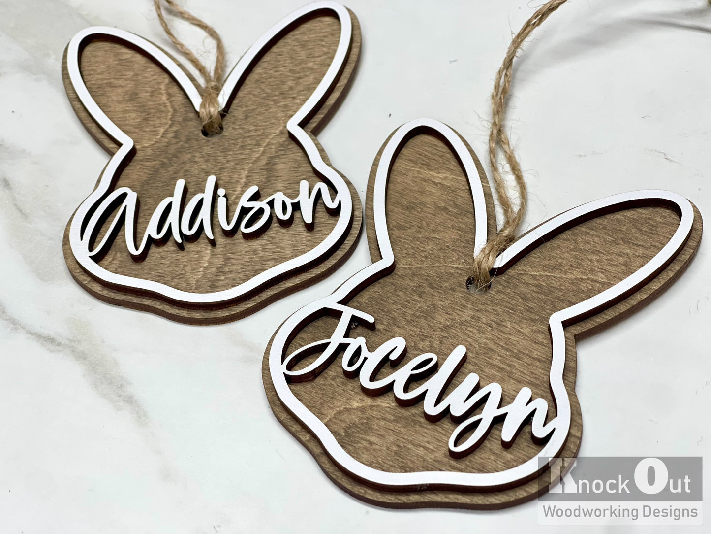 Easter Bunny Basket Name Tags 3D Layered