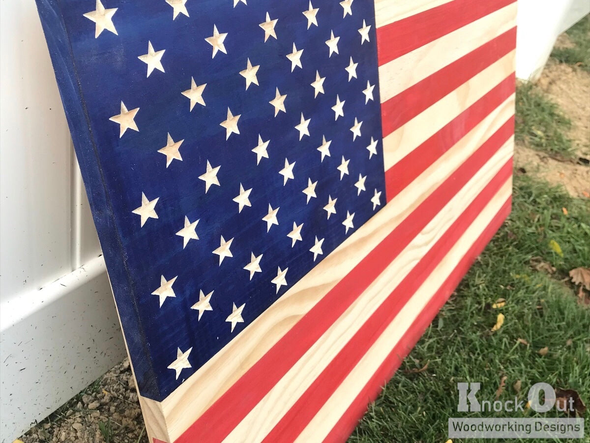 Handmade Wood American Flag