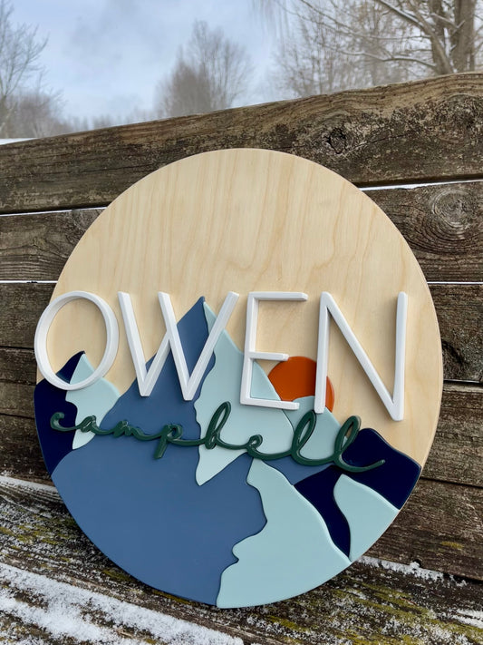 ADD-ON 3D Layered Mountain Detail Nursery Sign