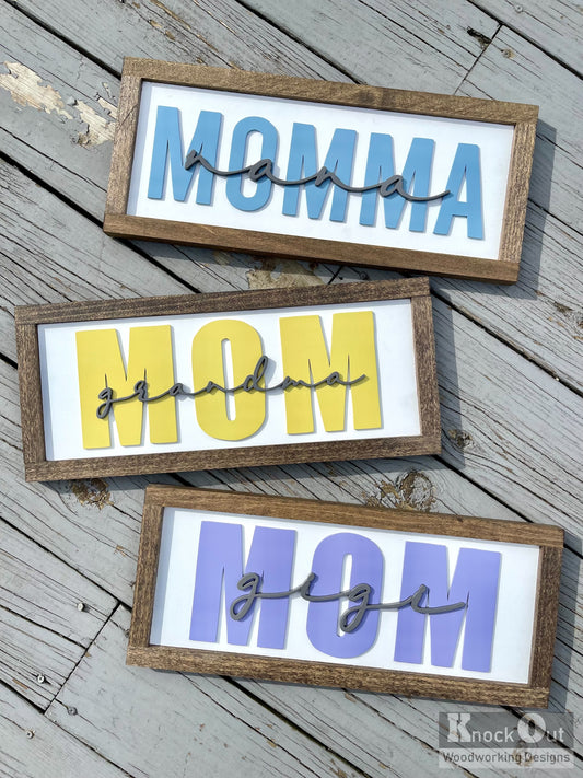 Custom Generations 3D Wood Sign - Personalized Mom & Grandma Gift - Solid Poplar & Baltic Birch