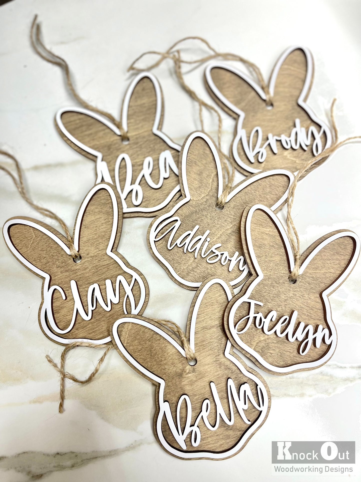 Easter Bunny Basket Name Tags 3D Layered