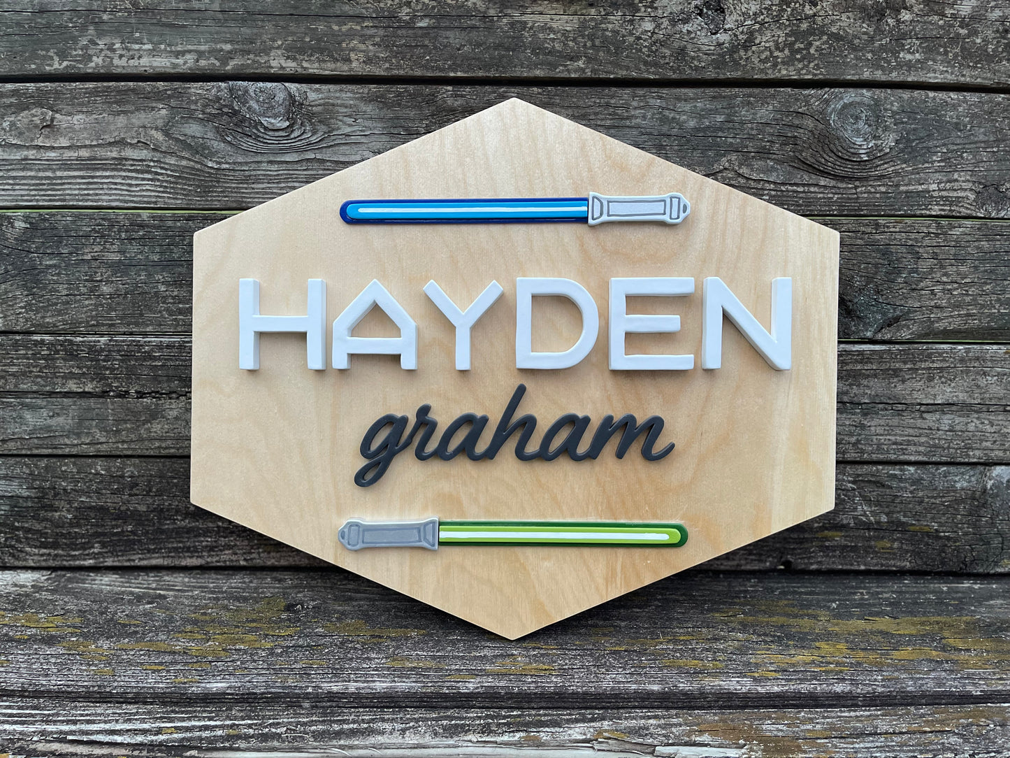 3D Nursery Name Sign Hexagon