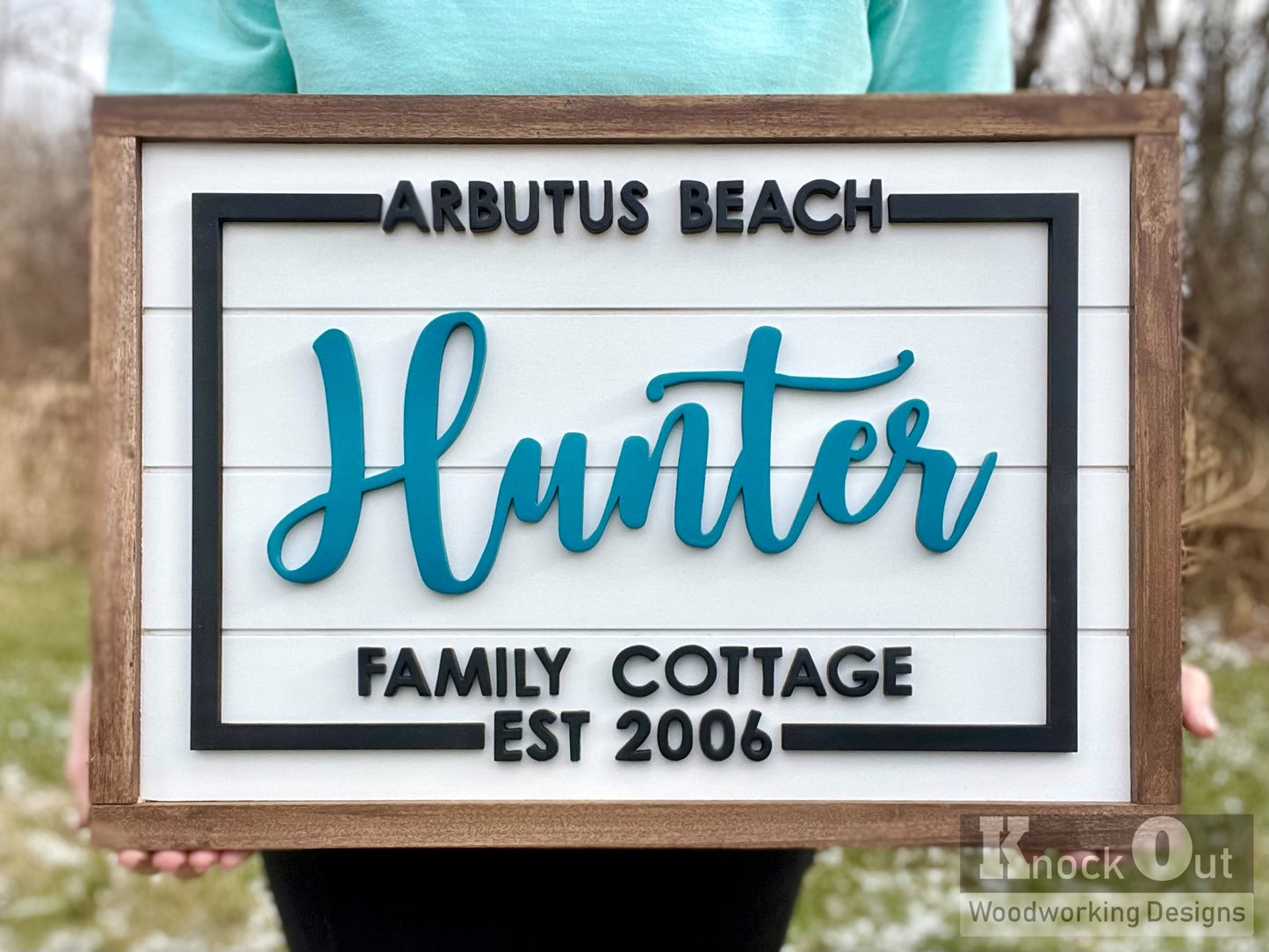 Framed Shiplap Last Name EST SIGN