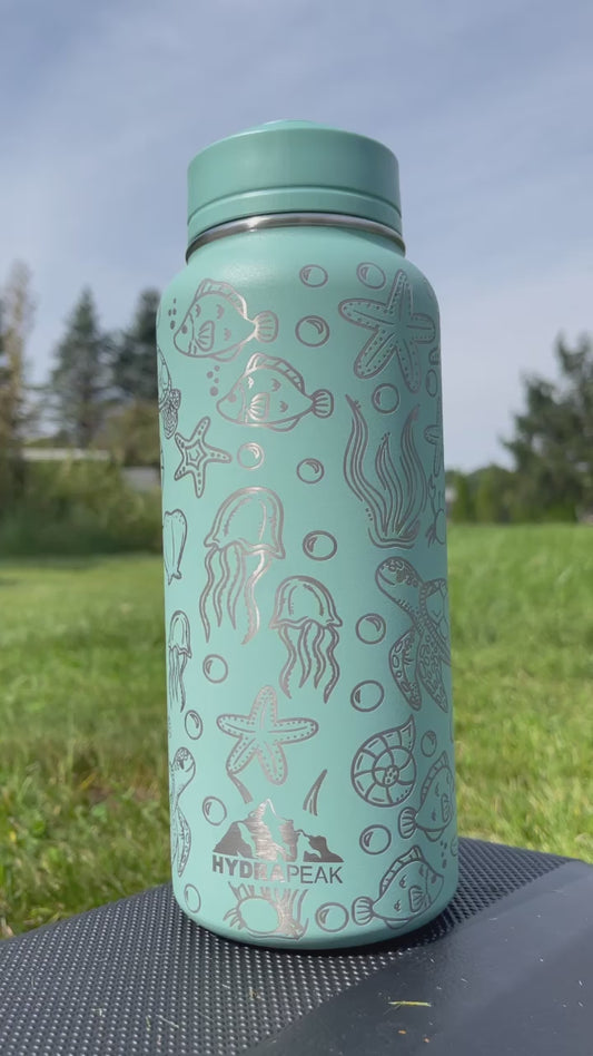 READY TO SHIP Engraved 32oz Water Bottle - Ocean